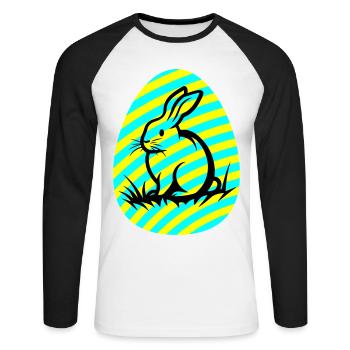 Icône de Pâques lapin - T-shirt baseball manches longues Homme - blanc/noir - Devant - Nik (191cm)