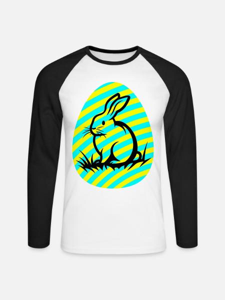 Bunny Easter Icon - Unisex Long Sleeve Baseball T-Shirt - white/black