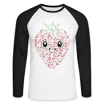 Strawberry from cheerful bubbles and circles - Unisex Long Sleeve Baseball T-Shirt - white/black - Front - Nik (191cm)