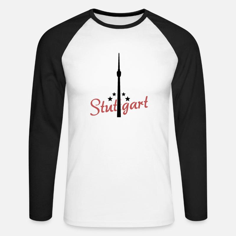 Stuttgart - Unisex Baseballshirt langarm - Weiß/Schwarz