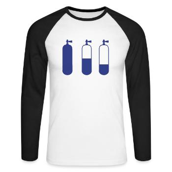 diving cylinders - Unisex Long Sleeve Baseball T-Shirt - white/black - Front - Nik (191cm)