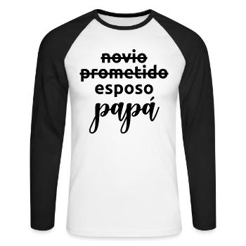 Esposo To Papa Married Men Funny Pregnancy Gift - T-shirt baseball manches longues Homme - blanc/noir - Devant - Nik (191cm)