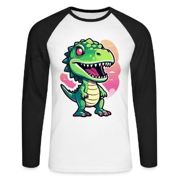 Tyrannosaurus Rex Dinosaur Drawing - Unisex Long Sleeve Baseball T-Shirt - white/black - Front - Nik (191cm)