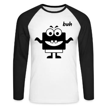 Kleines Monster macht Buh - Unisex Baseballshirt langarm - Weiß/Schwarz - Vorne - Nik (191cm)