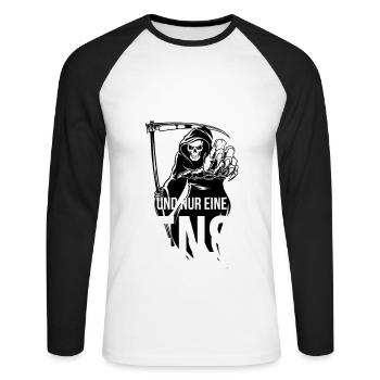 So viele Idioten und nur eine Sense - Unisex Baseballshirt langarm - Weiß/Schwarz - Vorne - Nik (191cm)