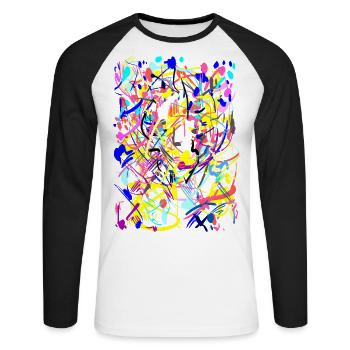Colors Art Abstract - Unisex Long Sleeve Baseball T-Shirt - white/black - Front - Nik (191cm)