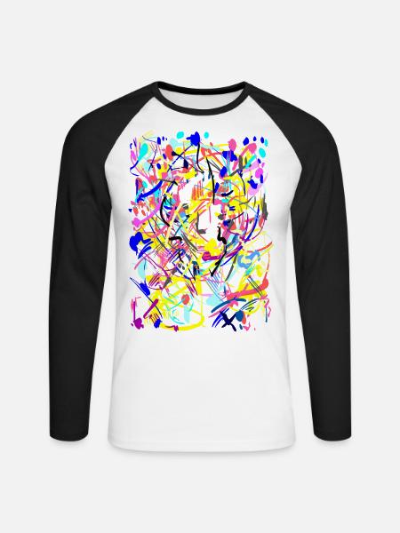 Farben Kunst Abstrakt - Unisex Baseballshirt langarm - Weiß/Schwarz
