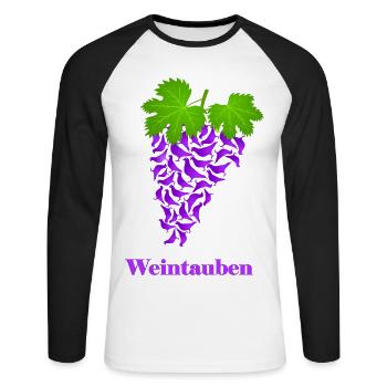 rote Weintauben, Weintrauben, Tauben, Taube - Unisex Baseballshirt langarm - Weiß/Schwarz - Vorne - Nik (191cm)