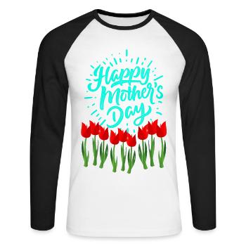 Tulipes éclatantes pour la fête des mères - T-shirt baseball manches longues Homme - blanc/noir - Devant - Nik (191cm)