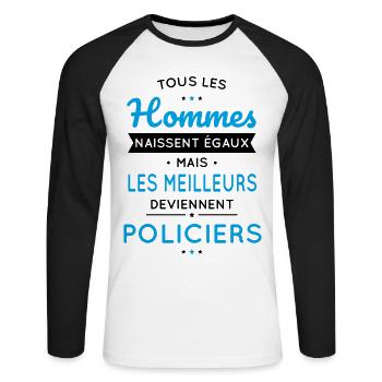 Hommes égaux les meilleurs deviennent policiers - T-shirt baseball manches longues Homme - blanc/noir - Devant - Nik (191cm)