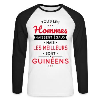 Hommes égaux les meilleurs sont Guinéens - T-shirt baseball manches longues Homme - blanc/noir - Devant - Nik (191cm)