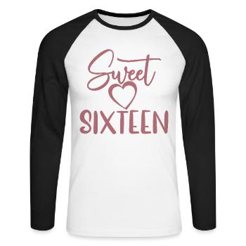 Sweet Sixteen Mignon cadeau de 16 ans - T-shirt baseball manches longues Homme - blanc/noir - Devant - Nik (191cm)