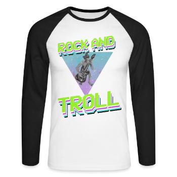 Rock und Troll - Unisex Baseballshirt langarm - Weiß/Schwarz - Vorne - Nik (191cm)