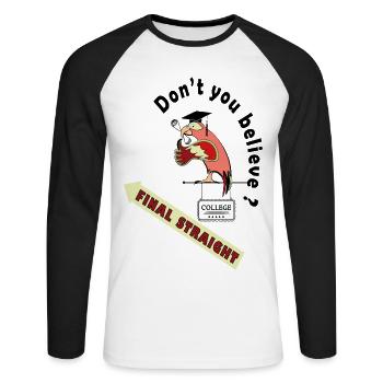 Le dernier perroquet droit de l’école - T-shirt baseball manches longues Homme - blanc/noir - Devant - Nik (191cm)