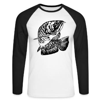 Arowana Fish Graphic Fishes Lover Fishing Gear - Unisex Long Sleeve Baseball T-Shirt - white/black - Front - Nik (191cm)