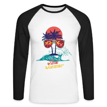 Heure d’été I - T-shirt baseball manches longues Homme - blanc/noir - Devant - Nik (191cm)