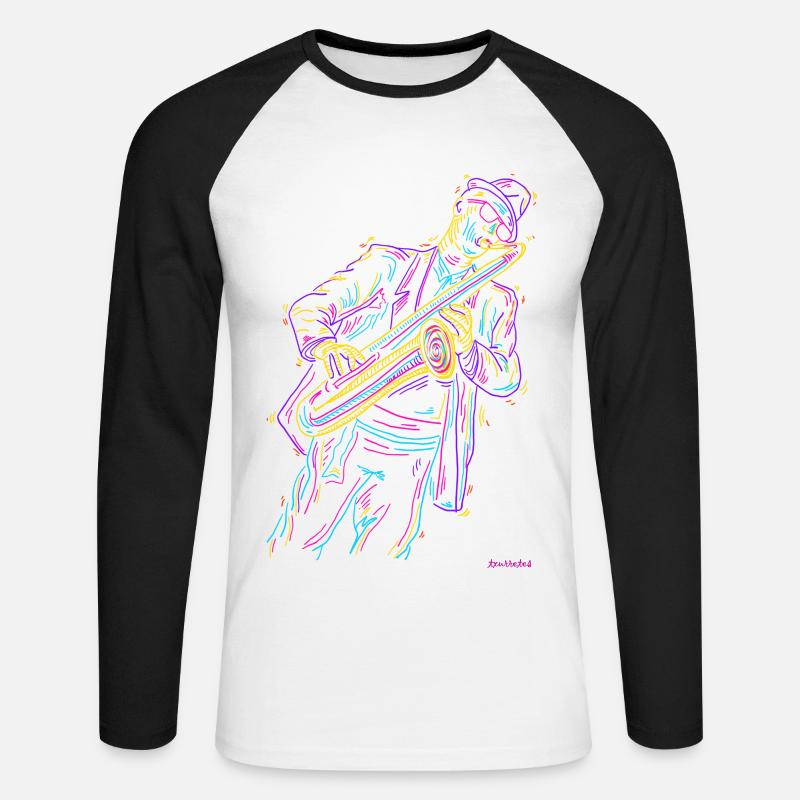 Jazz Saxophon - Unisex Baseballshirt langarm - Weiß/Schwarz