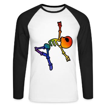 Dancing Skeletons Rainbow LGBT Pride Month - Unisex Long Sleeve Baseball T-Shirt - white/black - Front - Nik (191cm)