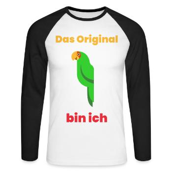 L’original, c’est moi - T-shirt baseball manches longues Homme - blanc/noir - Devant - Nik (191cm)