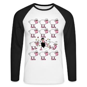 Le mouton noir se rebelle - T-shirt baseball manches longues Homme - blanc/noir - Devant - Nik (191cm)