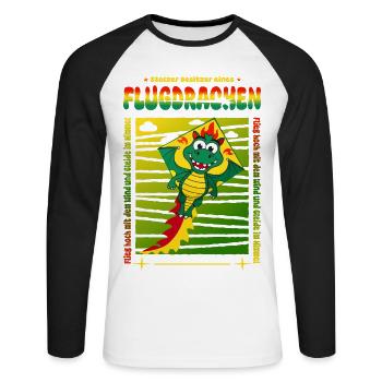 Drachen Besitzer - Unisex Baseballshirt langarm - Weiß/Schwarz - Vorne - Nik (191cm)