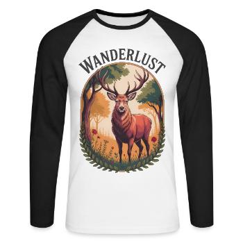 Wanderlust - Unisex Baseballshirt langarm - Weiß/Schwarz - Vorne - Nik (191cm)