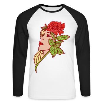 The Young Woman and the Rose - Unisex Long Sleeve Baseball T-Shirt - white/black - Front - Nik (191cm)