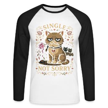 Single Not Sorry Cat - Unisex Long Sleeve Baseball T-Shirt - white/black - Front - Nik (191cm)
