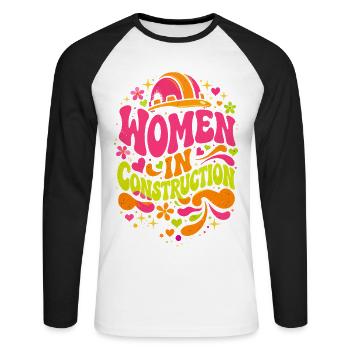 Women in Construction Craftswomen Power - Unisex Long Sleeve Baseball T-Shirt - white/black - Front - Nik (191cm)