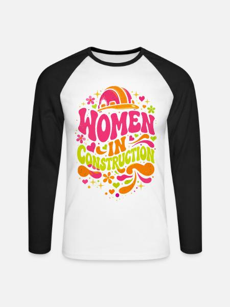 Frauen im Bau Handwerkerinnen Power - Unisex Baseballshirt langarm - Weiß/Schwarz