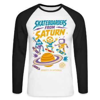 Skateurs de Saturne - T-shirt baseball manches longues Homme - blanc/noir - Devant - Nik (191cm)