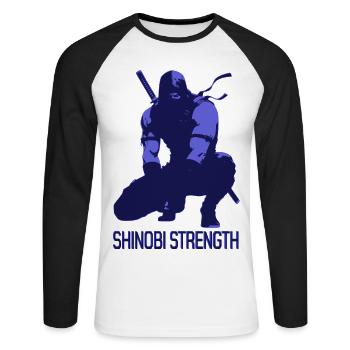 Shinobi Strength Blue Ninja Gym Shirt – Discipline - T-shirt baseball manches longues Homme - blanc/noir - Devant - Nik (191cm)
