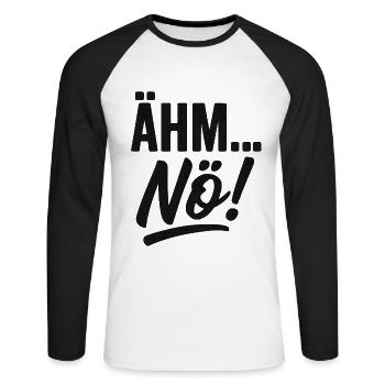 Euh, non ! Dicton - T-shirt baseball manches longues Homme - blanc/noir - Devant - Nik (191cm)