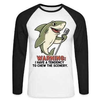 Requin de scène - T-shirt baseball manches longues Homme - blanc/noir - Devant - Nik (191cm)
