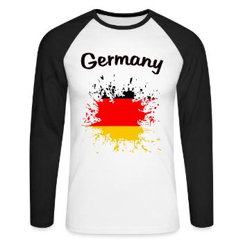 Germany Kleks Deutschland - Unisex Baseballshirt langarm - Weiß/Schwarz - Vorne - Nik (191cm)
