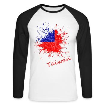 Taiwan Vintage - Unisex Baseballshirt langarm - Weiß/Schwarz - Vorne - Nik (191cm)