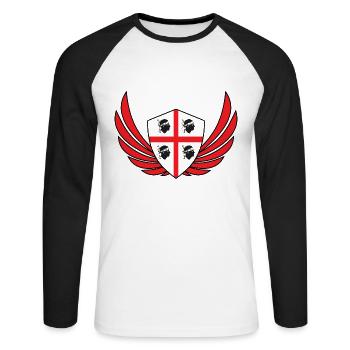 Sardinien Flagge Flügel Sardisch Italien Geschenk- - Unisex Baseballshirt langarm - Weiß/Schwarz - Vorne - Nik (191cm)
