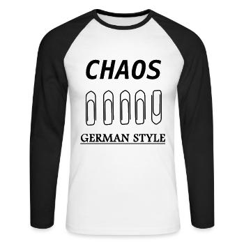 Chaos German Style - Unisex Long Sleeve Baseball T-Shirt - white/black - Front - Nik (191cm)