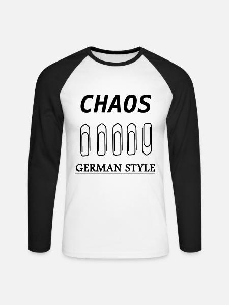 Kaos tysk stil - Langærmet herre-baseballshirt - hvid/sort