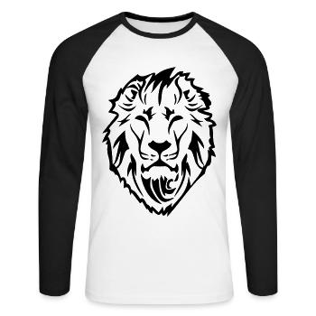 Lion lion head illustration wild cat - Unisex Long Sleeve Baseball T-Shirt - white/black - Front - Nik (191cm)