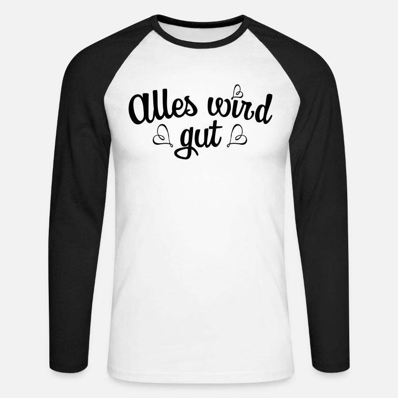 139 Alles wird gut Herzen - Unisex Baseballshirt langarm - Weiß/Schwarz