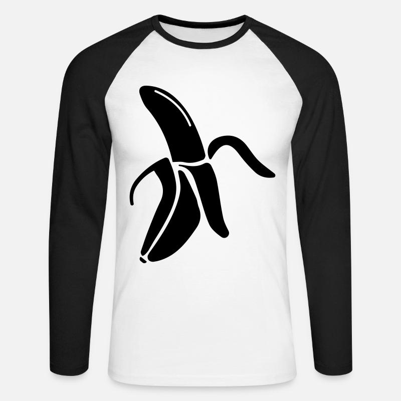 Banane Icon - Unisex Baseballshirt langarm - Weiß/Schwarz