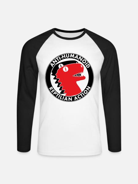 Anti-Humanoid Reptilian-Action - Unisex Baseballshirt langarm - Weiß/Schwarz
