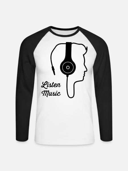Lists Music - Unisex Long Sleeve Baseball T-Shirt - white/black