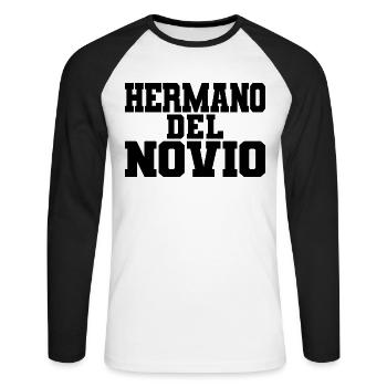 Hermano del Novio Groom's Brother Wedding Gift - Unisex Long Sleeve Baseball T-Shirt - white/black - Front - Nik (191cm)