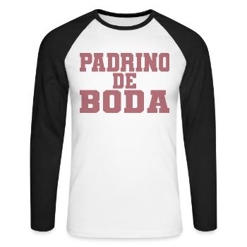 Padrino de Boda, Meilleur homme de fête de mariage Groomsmen - T-shirt baseball manches longues Homme - blanc/noir - Devant - Nik (191cm)