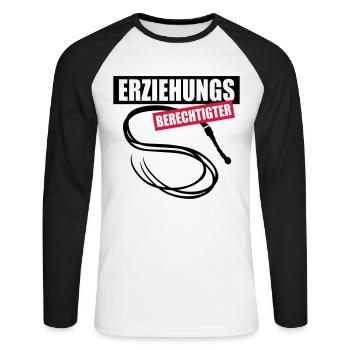 63 Erziehungs-Berechtigter Peitsche - Unisex Baseballshirt langarm - Weiß/Schwarz - Vorne - Nik (191cm)