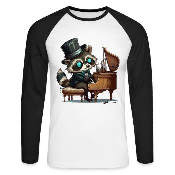 Raton laveur à bascule - T-shirt baseball manches longues Homme - blanc/noir - Devant - Nik (191cm)