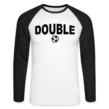 15 Double Bayern Fussball 2c Fußball - Unisex Baseballshirt langarm - Weiß/Schwarz - Vorne - Nik (191cm)