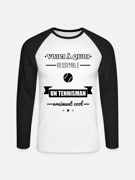 Tennisman vraiment cool,tennis - T-shirt baseball manches longues Homme - blanc/noir